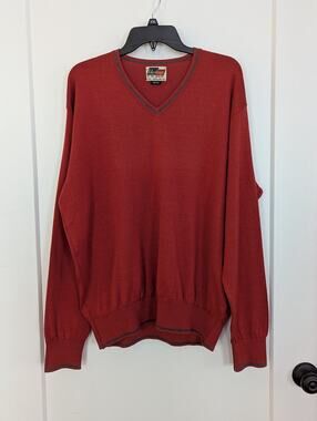 Heritage By St.Croix Mens XXL Trim Fit Rust Orange Sweater V-neck